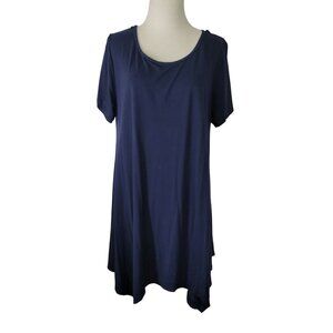 Belaroi Women's Navy Blue Short Sleeve Asymmetrical Hem Tunic Top Size 1X